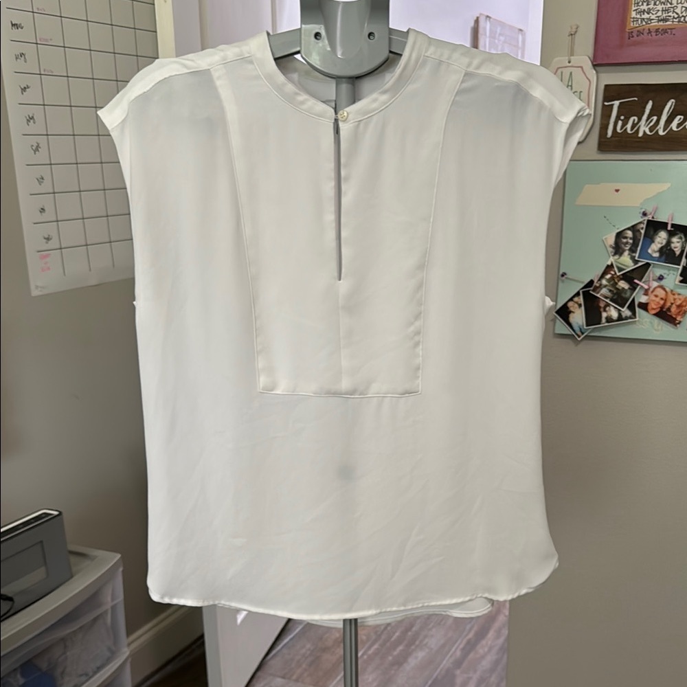 J. Crew Ivory White Blouse with Cap Sleeves